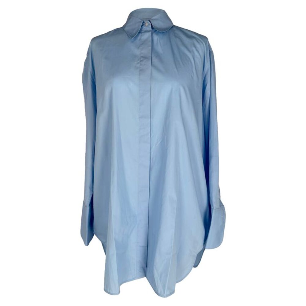 The Row Hidden-Buttoned Shirt in Blue Cotton